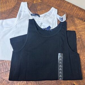 NWT Girls S (6/7) Set of 2 Girls White & Black Tank Tops
